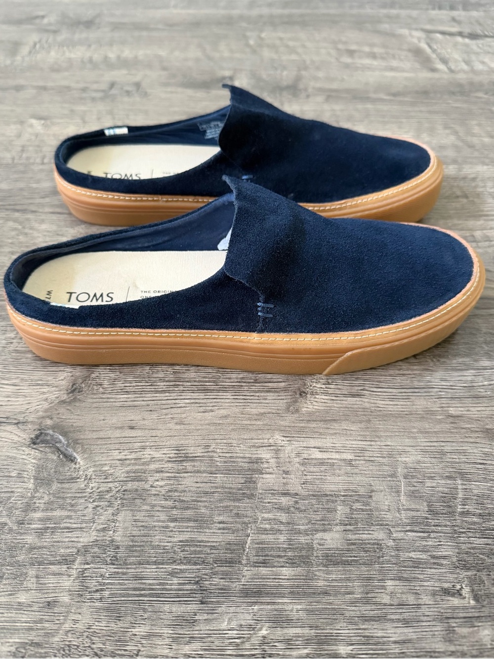 TOMS Sunrise Suede Mules Womens Size 7.5 Navy Slip On Casual Minimalist Shoes - Picture 4 of 9